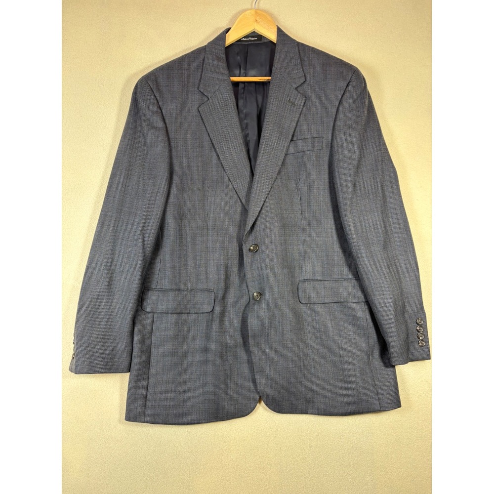 Lauren Ralph Lauren Mens Blue Wool Micro Check Blazer Sport Coat 44L